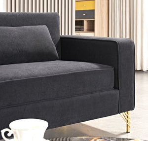 English Elm Aesthetic Velvet Three Seater Sofa Low Profile Classic Modern Living Room Couch Black B2735S00020