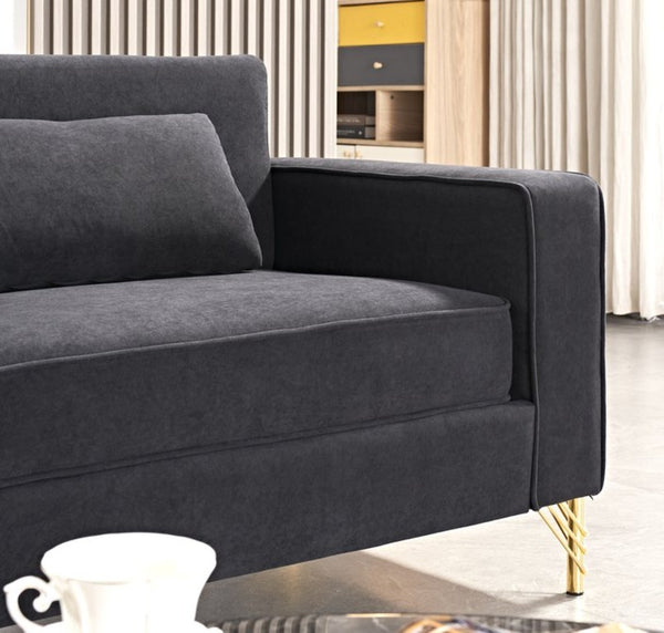 English Elm Aesthetic Velvet Three Seater Sofa Low Profile Classic Modern Living Room Couch Black B2735S00020