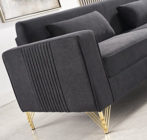English Elm Aesthetic Velvet Three Seater Sofa Low Profile Classic Modern Living Room Couch Black B2735S00020