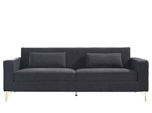 English Elm Aesthetic Velvet Three Seater Sofa Low Profile Classic Modern Living Room Couch Black B2735S00020
