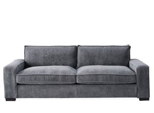 English Elm Luxe Corduroy Three Seater Sofa Deep Cushioned Architectural Modern Living Room Couch Grey B2735S00024