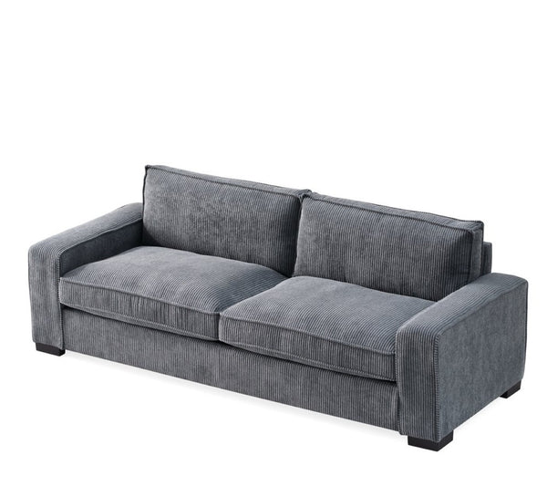 English Elm Luxe Corduroy Three Seater Sofa Deep Cushioned Architectural Modern Living Room Couch Grey B2735S00024