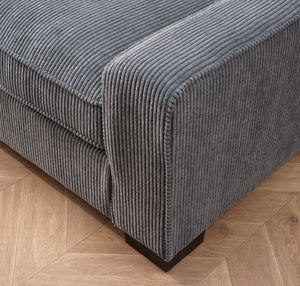 English Elm Luxe Corduroy Three Seater Sofa Deep Cushioned Architectural Modern Living Room Couch Grey B2735S00024