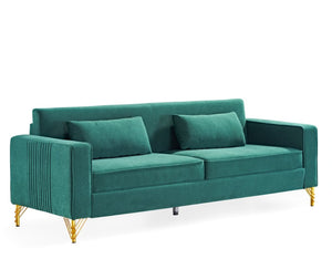 English Elm Aesthetic Velvet Three Seater Sofa Low Profile Classic Modern Living Room Couch B2735S00025