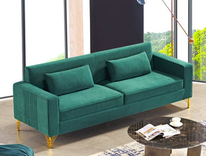 English Elm Aesthetic Velvet Three Seater Sofa Low Profile Classic Modern Living Room Couch B2735S00025