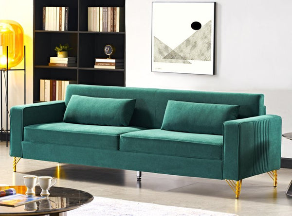 English Elm Aesthetic Velvet Three Seater Sofa Low Profile Classic Modern Living Room Couch B2735S00025