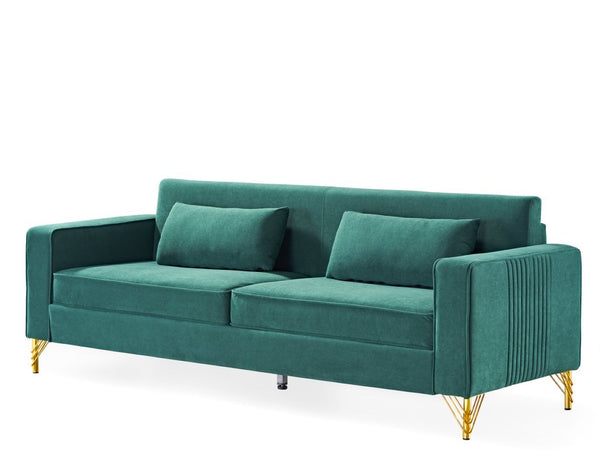 English Elm Aesthetic Velvet Three Seater Sofa Low Profile Classic Modern Living Room Couch B2735S00025