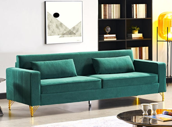 English Elm Aesthetic Velvet Three Seater Sofa Low Profile Classic Modern Living Room Couch B2735S00025
