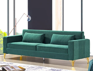 English Elm Aesthetic Velvet Three Seater Sofa Low Profile Classic Modern Living Room Couch B2735S00025