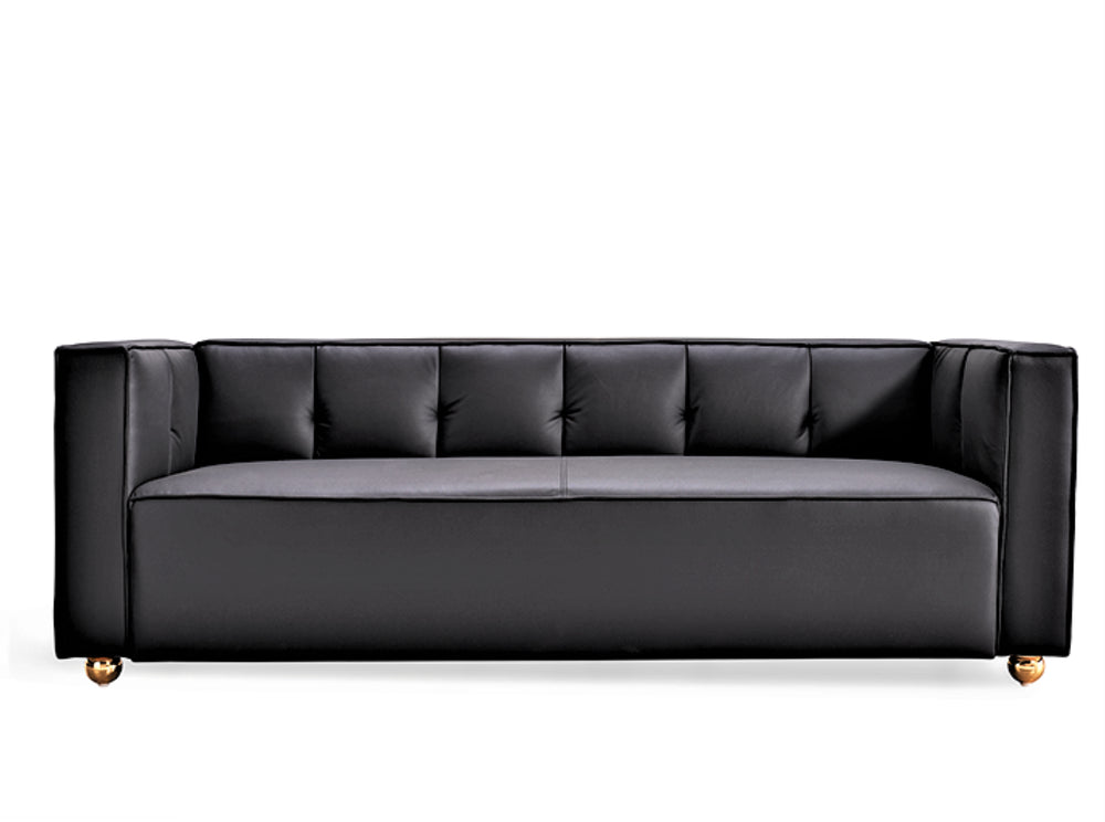 English Elm Polyester Tufted Low Back Three Seat Sofa for Coastal Modern Farmhouse Living Rooms Black B2735S00037