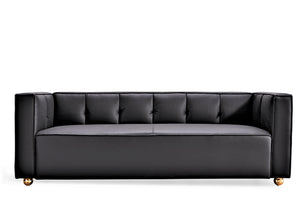 English Elm Polyester Tufted Low Back Three Seat Sofa for Coastal Modern Farmhouse Living Rooms Black B2735S00037