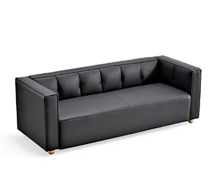 English Elm Polyester Tufted Low Back Three Seat Sofa for Coastal Modern Farmhouse Living Rooms Black B2735S00037