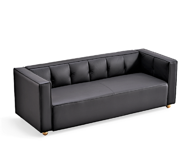 English Elm Polyester Tufted Low Back Three Seat Sofa for Coastal Modern Farmhouse Living Rooms Black B2735S00037