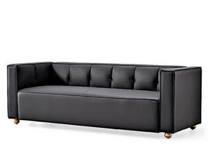 English Elm Polyester Tufted Low Back Three Seat Sofa for Coastal Modern Farmhouse Living Rooms Black B2735S00037