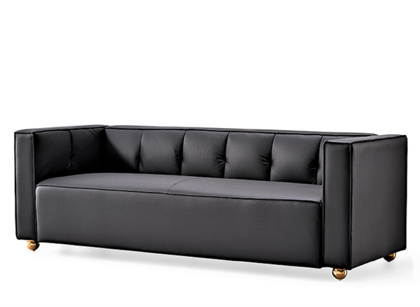 English Elm Polyester Tufted Low Back Three Seat Sofa for Coastal Modern Farmhouse Living Rooms Black B2735S00037