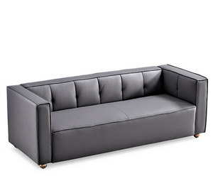 English Elm Polyester Tufted Low Back Three Seat Sofa for Coastal Modern Farmhouse Living Rooms Grey B2735S00038