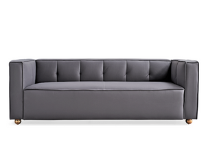 English Elm Polyester Tufted Low Back Three Seat Sofa for Coastal Modern Farmhouse Living Rooms Grey B2735S00038