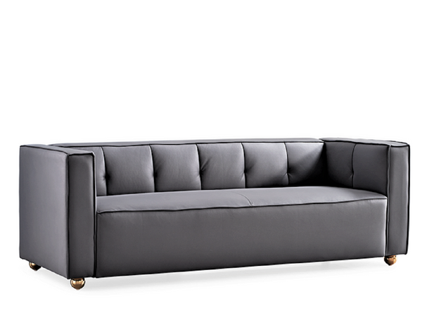 English Elm Polyester Tufted Low Back Three Seat Sofa for Coastal Modern Farmhouse Living Rooms Grey B2735S00038