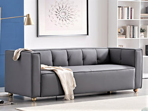 English Elm Polyester Tufted Low Back Three Seat Sofa for Coastal Modern Farmhouse Living Rooms Grey B2735S00038