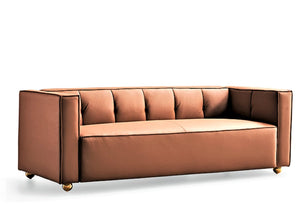 English Elm Polyester Tufted Low Back Three Seat Sofa for Coastal Modern Farmhouse Living Rooms Brown B2735S00039