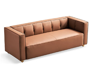 English Elm Polyester Tufted Low Back Three Seat Sofa for Coastal Modern Farmhouse Living Rooms Brown B2735S00039