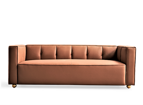 English Elm Polyester Tufted Low Back Three Seat Sofa for Coastal Modern Farmhouse Living Rooms Brown B2735S00039
