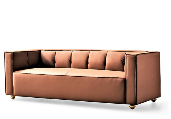 English Elm Polyester Tufted Low Back Three Seat Sofa for Coastal Modern Farmhouse Living Rooms Brown B2735S00039