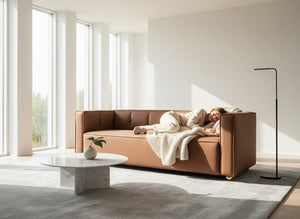 English Elm Polyester Tufted Low Back Three Seat Sofa for Coastal Modern Farmhouse Living Rooms Brown B2735S00039