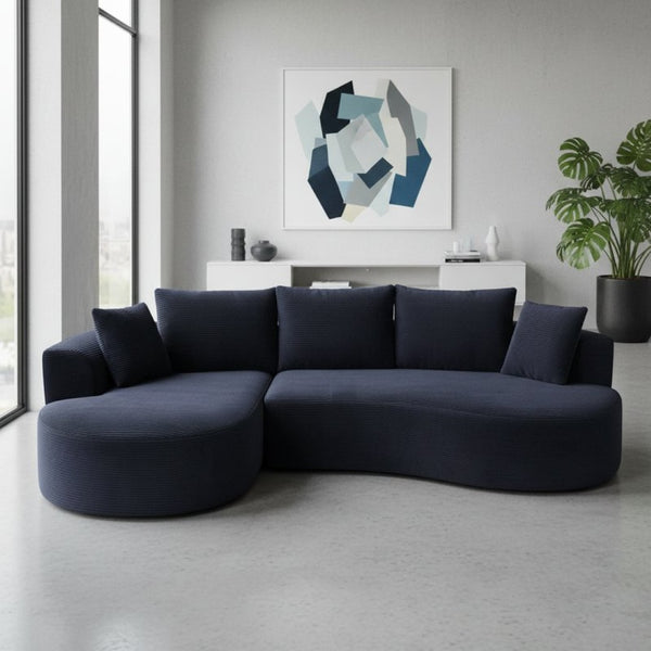 English Elm Curved Modular Sectional Sofa with Chaise Ergonomic Low Profile Design for Modern Living Black B2735S00042
