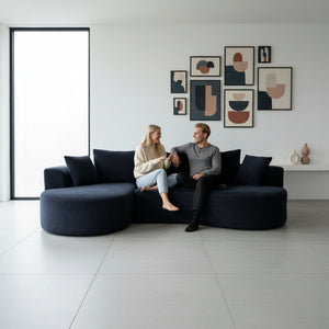 English Elm Curved Modular Sectional Sofa with Chaise Ergonomic Low Profile Design for Modern Living Black B2735S00042