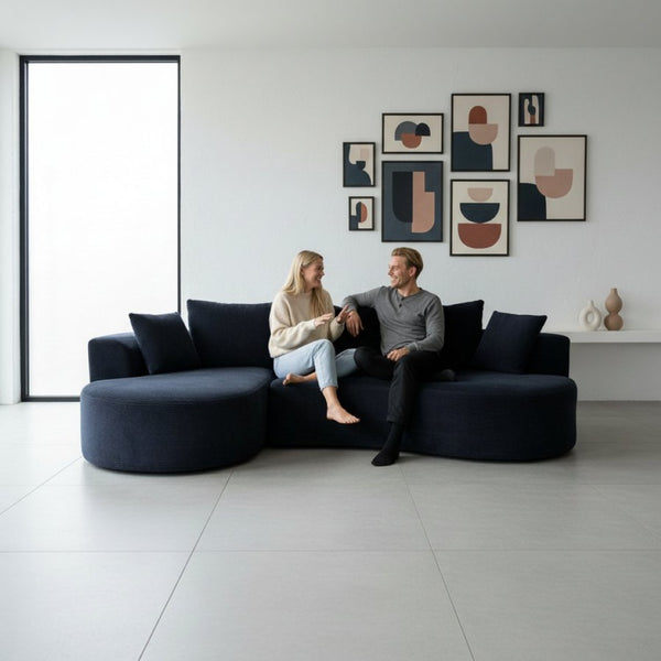 English Elm Curved Modular Sectional Sofa with Chaise Ergonomic Low Profile Design for Modern Living Black B2735S00042