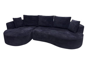 English Elm Curved Modular Sectional Sofa with Chaise Ergonomic Low Profile Design for Modern Living Black B2735S00042