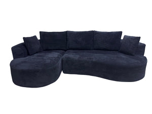 English Elm Curved Modular Sectional Sofa with Chaise Ergonomic Low Profile Design for Modern Living Black B2735S00042