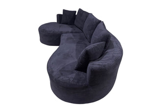 English Elm Curved Modular Sectional Sofa with Chaise Ergonomic Low Profile Design for Modern Living Black B2735S00042