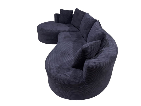 English Elm Curved Modular Sectional Sofa with Chaise Ergonomic Low Profile Design for Modern Living Black B2735S00042