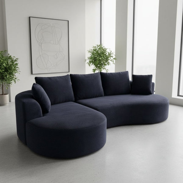English Elm Curved Modular Sectional Sofa with Chaise Ergonomic Low Profile Design for Modern Living Black B2735S00042