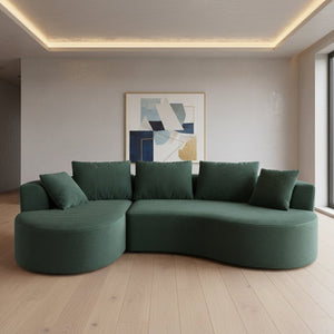 English Elm Curved Modular Sectional Sofa with Chaise Ergonomic Low Profile Design for Modern Living Dark Green B2735S00043