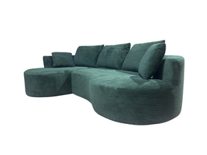 English Elm Curved Modular Sectional Sofa with Chaise Ergonomic Low Profile Design for Modern Living Dark Green B2735S00043