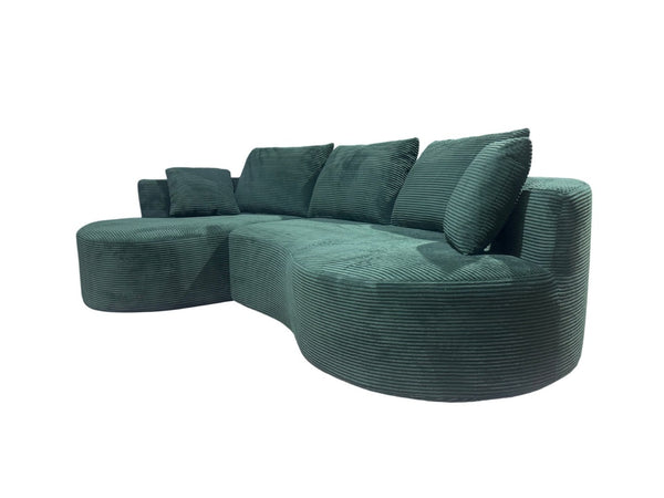 English Elm Curved Modular Sectional Sofa with Chaise Ergonomic Low Profile Design for Modern Living Dark Green B2735S00043