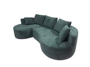 English Elm Curved Modular Sectional Sofa with Chaise Ergonomic Low Profile Design for Modern Living Dark Green B2735S00043