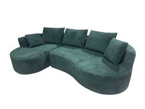 English Elm Curved Modular Sectional Sofa with Chaise Ergonomic Low Profile Design for Modern Living Dark Green B2735S00043