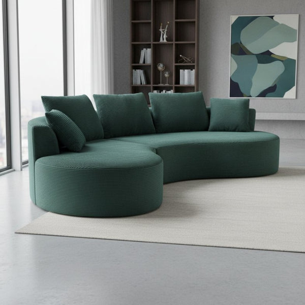English Elm Curved Modular Sectional Sofa with Chaise Ergonomic Low Profile Design for Modern Living Dark Green B2735S00043