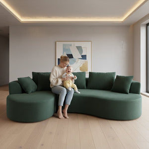 English Elm Curved Modular Sectional Sofa with Chaise Ergonomic Low Profile Design for Modern Living Dark Green B2735S00043