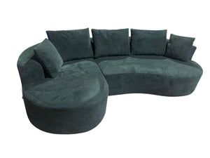 English Elm Curved Modular Sectional Sofa with Chaise Ergonomic Low Profile Design for Modern Living Dark Green B2735S00043