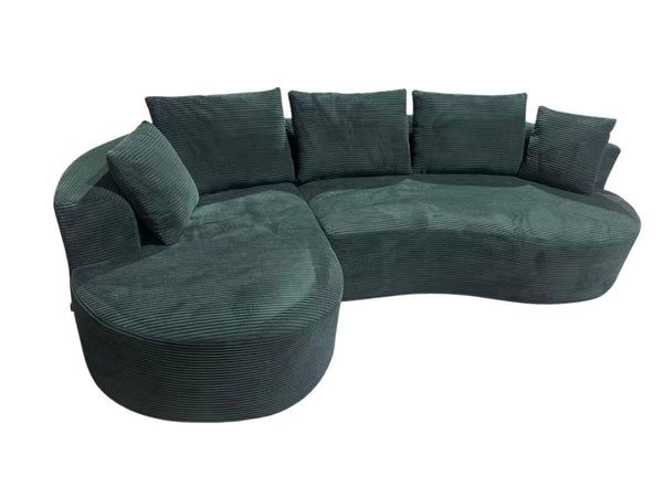 English Elm Curved Modular Sectional Sofa with Chaise Ergonomic Low Profile Design for Modern Living Dark Green B2735S00043