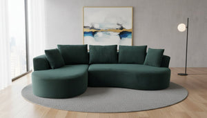 English Elm Curved Modular Sectional Sofa with Chaise Ergonomic Low Profile Design for Modern Living Dark Green B2735S00043