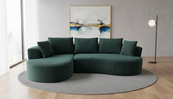 English Elm Curved Modular Sectional Sofa with Chaise Ergonomic Low Profile Design for Modern Living Dark Green B2735S00043