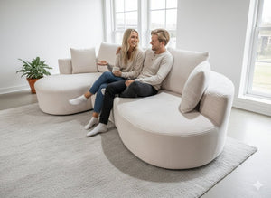 English Elm Curved Modular Sectional Sofa with Chaise Ergonomic Low Profile Design for Modern Living Beige B2735S00044