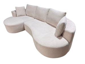 English Elm Curved Modular Sectional Sofa with Chaise Ergonomic Low Profile Design for Modern Living Beige B2735S00044