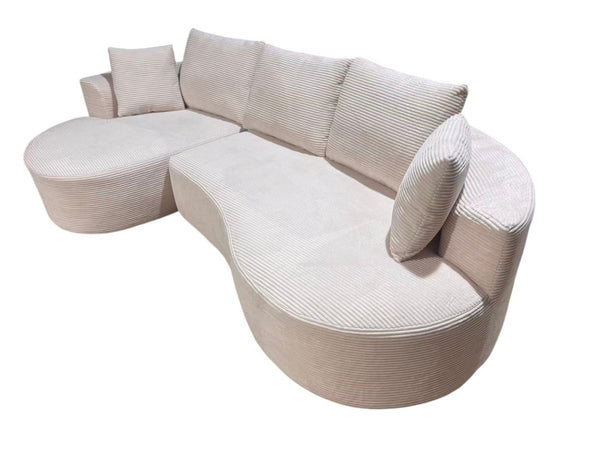 English Elm Curved Modular Sectional Sofa with Chaise Ergonomic Low Profile Design for Modern Living Beige B2735S00044